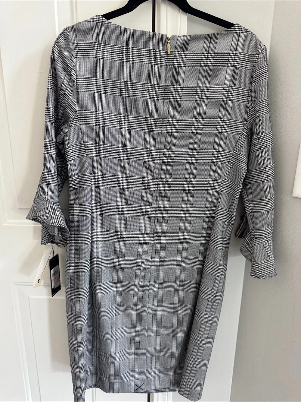 Karl Lagerfeld Black and Gray Plaid Midi Dress size 10 NWT